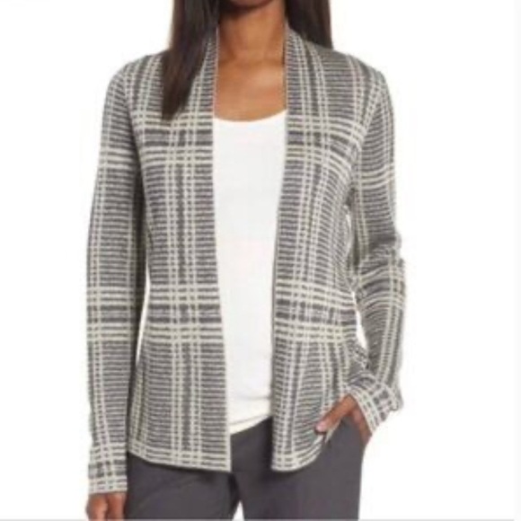 Eileen Fisher Gray Tencel Merino Wool Knit Cardigan XL Office Minimalist Sweater - Picture 1 of 9
